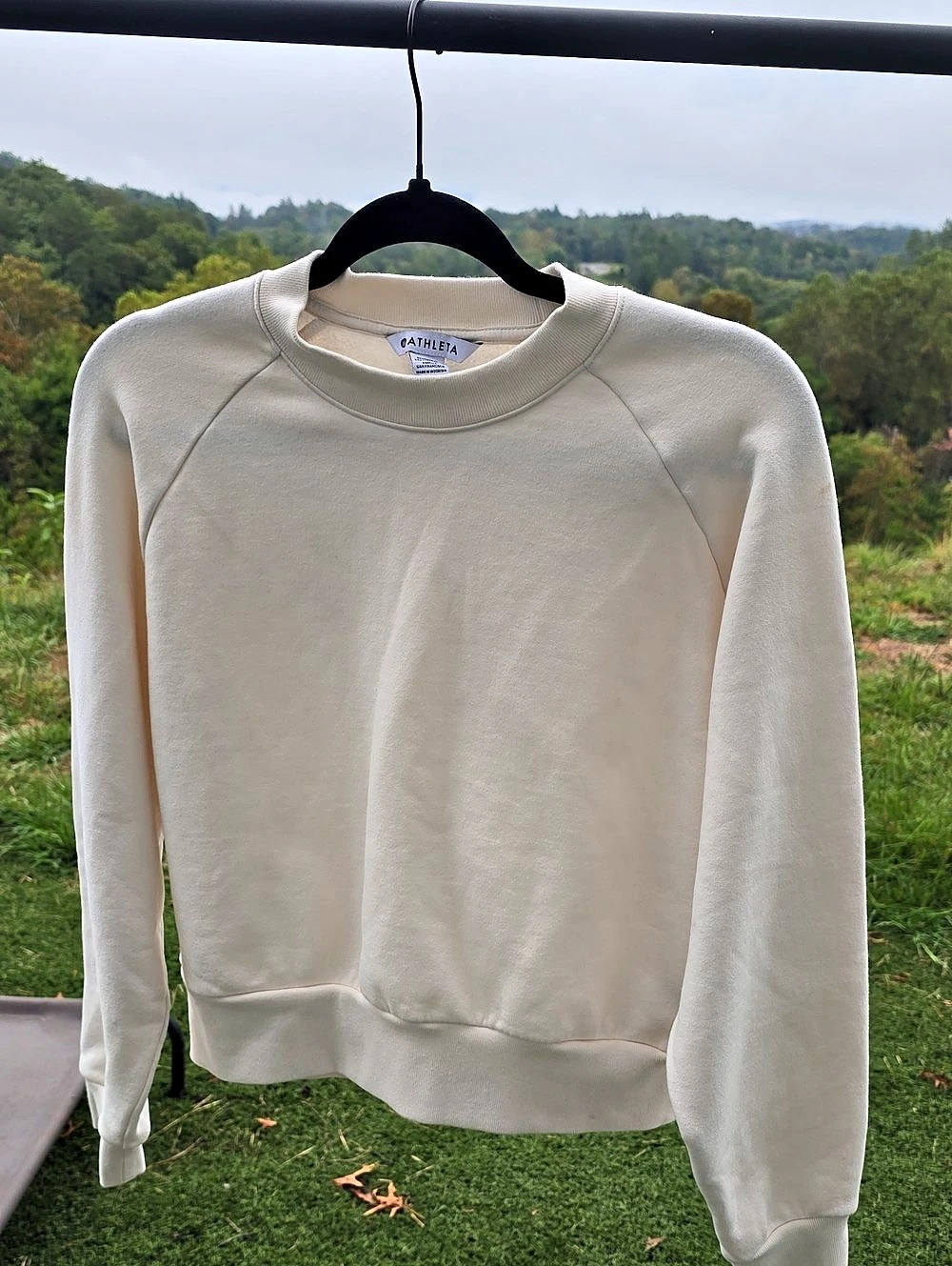 Athleta Embroidered Crew Sweatshirt Cream Small